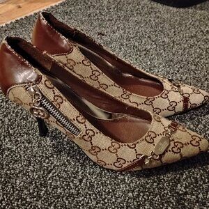 Gucci monogram high heels